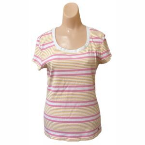 Womens Casual Everyday T Shirt Large Preppy Coastal Indie Cottage Resort